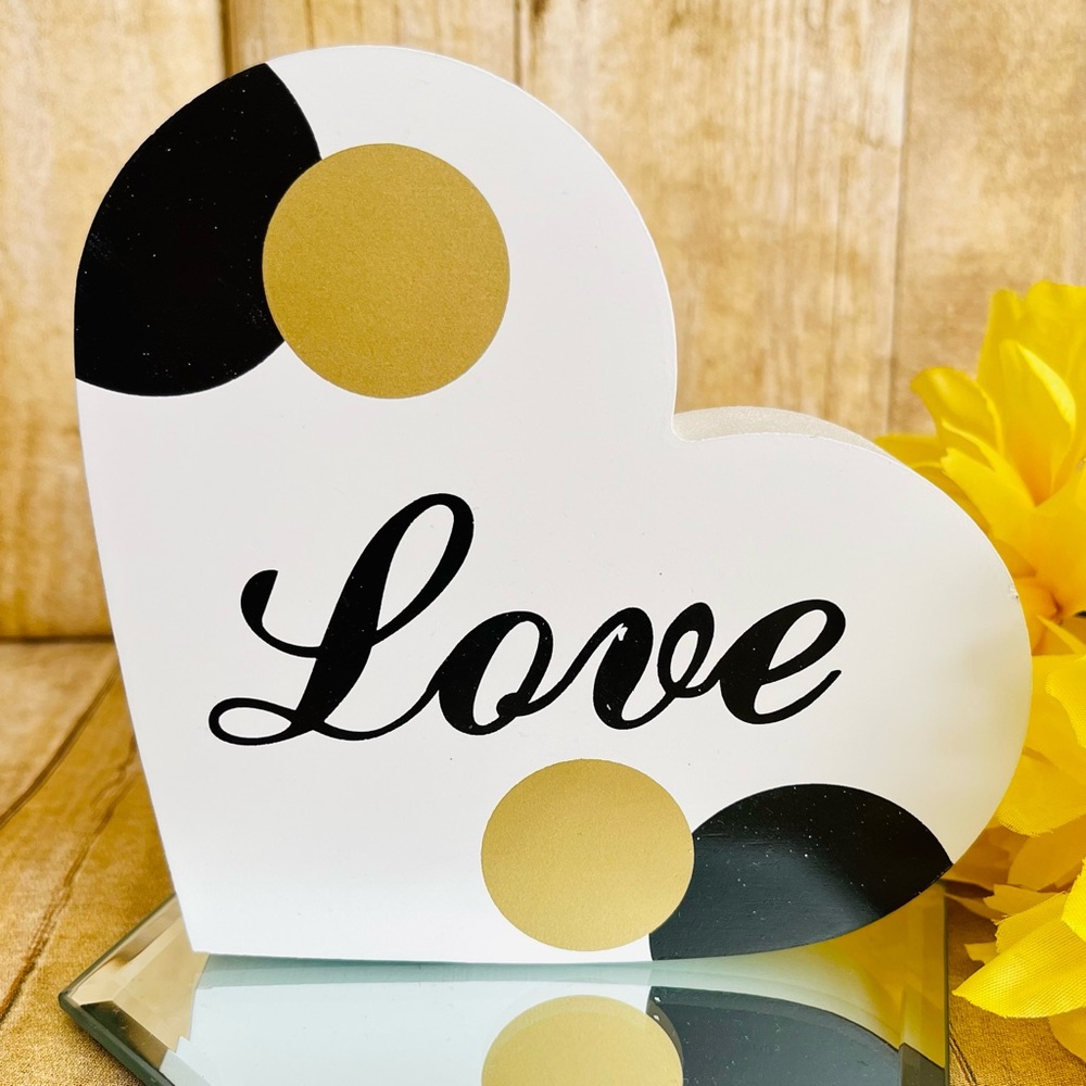 Wooden Heart Shaped “Love” Tabletop Decor